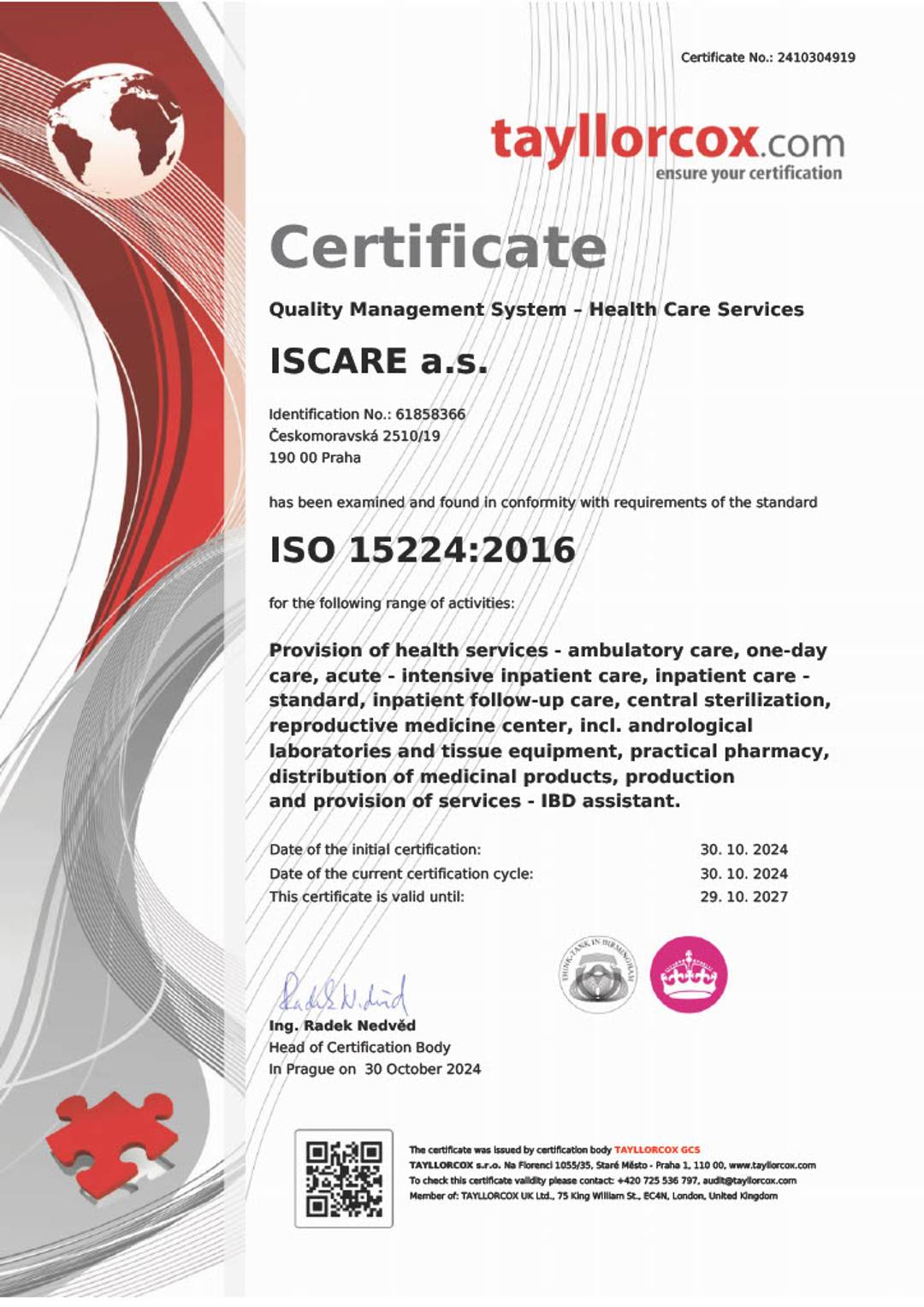 Quality Management System - Health Care Services ISO 15224:2016