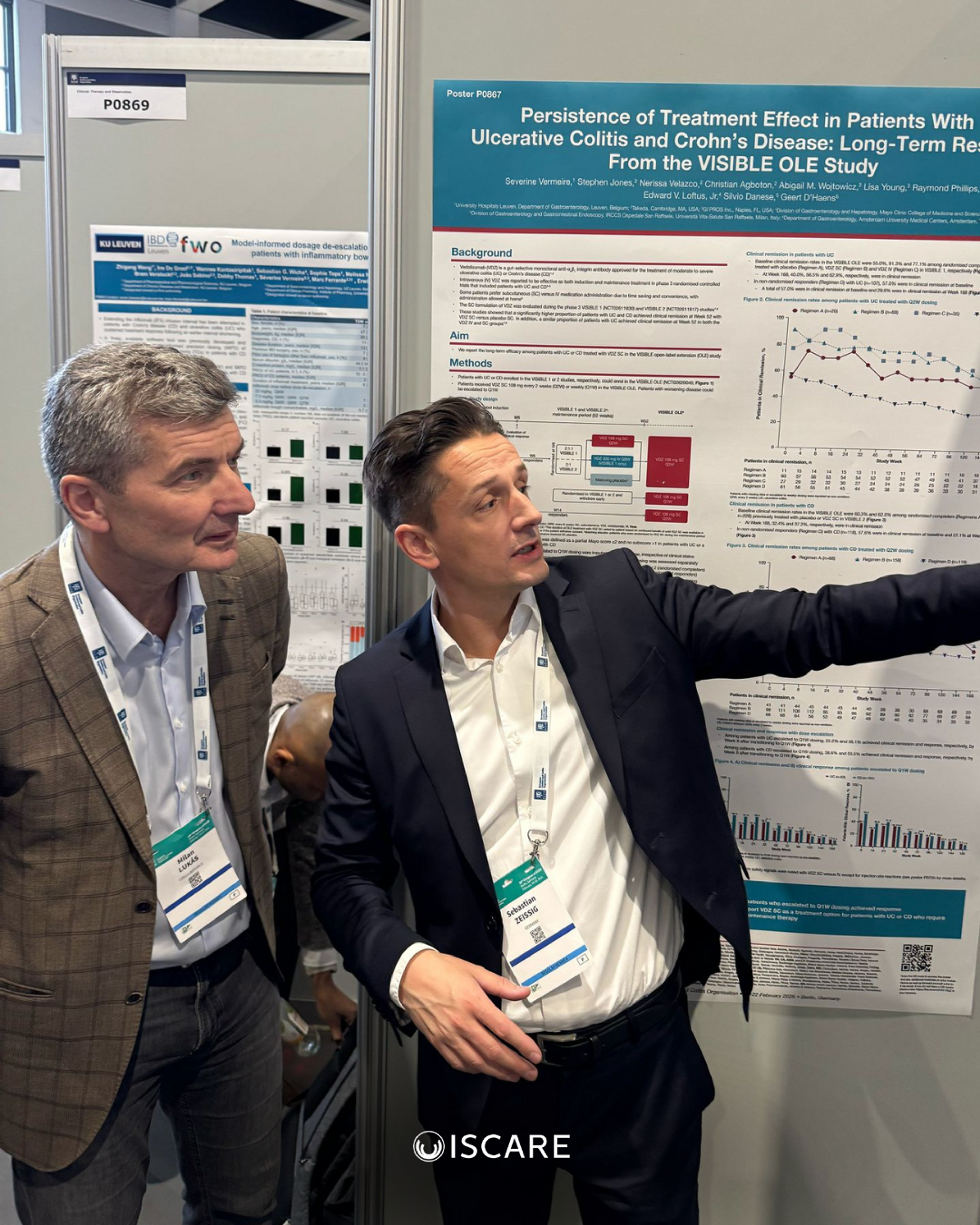 Přednosta kliniky ISCARE prof. MUDr. Milan Lukáš, CSc., AGAF s účasníkem kongresu ECCO 2025